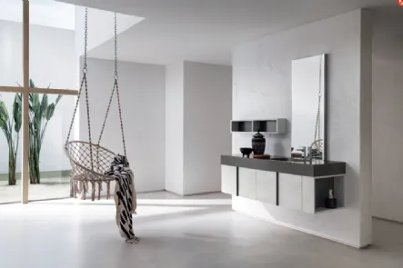 Mobile da Bagno sospeso in melaminico con piano con vasca integrata in Corian B201 BD007 di Compab
