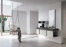 Mobile da Bagno sospeso in melaminico con piano con vasca integrata in Corian B201 BD007 di Compab
