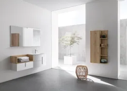 Mobile da Bagno sospeso in nobilitato bianco opaco e effetto legno B201 BD026 di Compab