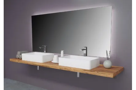 Mobile da Bagno sospeso Composizione B07 in legno massello di Rovere di Devina Nais