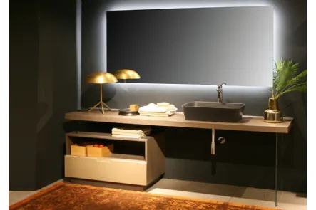 Mobile da Bagno sospeso Composizione B08 in Rovere massello di Devina Nais