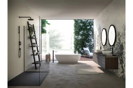 Mobile da Bagno sospeso Composizione B10 in massello di Rovere di Devina Nais