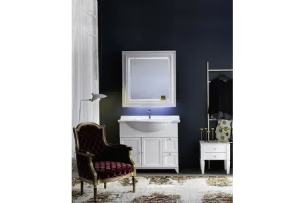 Mobile Bagno da appoggio in laccato bianco opaco e lavabo consolle in ceramica DIAMANTE DM13B di Compab