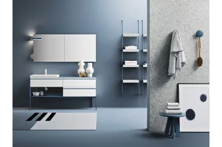 Mobile da Bagno in laccato opaco con piedini in metallo Industrial Blue Whale di Ardeco