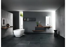 Mobile da Bagno sospeso in rovere e nobilitato Ardesia con lavabo in ceramica INK NK03 di Compab