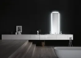 Mobile da Bagno sospeso in laccato lucido bianco INK NK05 di Compab