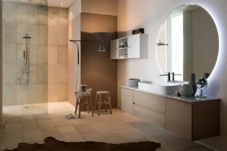 Mobile da Bagno sospeso in rovere con piano in marmo INK PRESTIGE NK19 di Compab