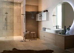 Mobile da Bagno sospeso in rovere con piano in marmo INK PRESTIGE NK19 di Compab