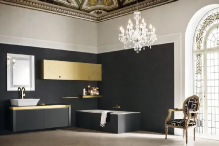 Mobile da Bagno sospeso in laccato opaco e oro con piano in cristallo JACANA LUXURY JA26 di Compab