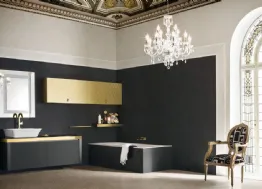 Mobile da Bagno sospeso in laccato opaco e oro con piano in cristallo JACANA LUXURY JA26 di Compab