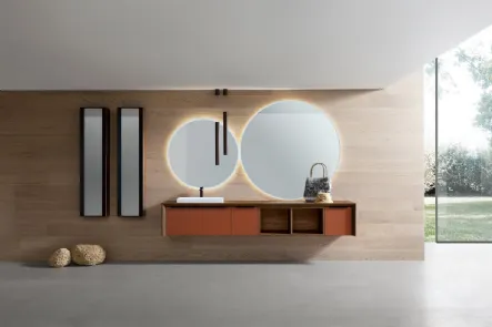 Mobile da Bagno sospeso con piano in legno massello di Noce K25 K HOUSE 46 di Compab