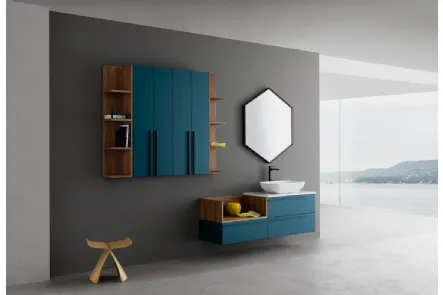 Mobile da Bagno sospeso in laccato opaco e noce K25 K HOUSE 48 di Compab