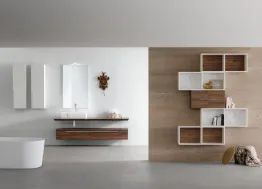 Mobile da Bagno sospeso in Noce con lavabo in gres finitura bianco venato K25 K HOUSE 50 di Compab