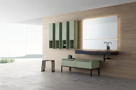 Mobile Bagno da terra in laccato sabbiato con lavabo integrato in gres K25 K HOUSE 53 di Compab