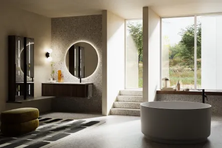 Mobile da Bagno sospeso in legno Rovere Coke Modula 09 di Puntotre