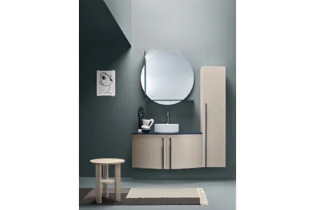 Mobile da Bagno sospeso in laccato Creta e Blu Notte opaco Round 04 Deep Blue di Ardeco