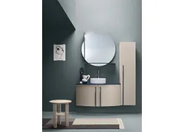 Mobile da Bagno sospeso in laccato Creta e Blu Notte opaco Round 04 Deep Blue di Ardeco