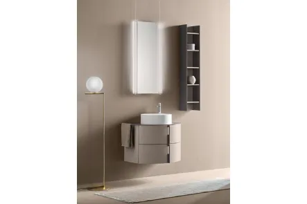 Mobile da Bagno sospeso in laccato Lino opaco Round 07 Truffle Dust di Ardeco