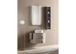 Mobile da Bagno sospeso in laccato Lino opaco Round 07 Truffle Dust di Ardeco