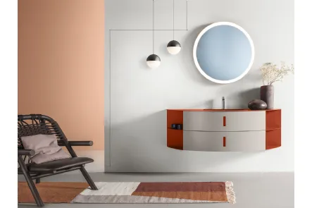 Mobile da Bagno in laccato con elementi laterali e top in metallo Round 08 Vitamin Juice di Ardeco