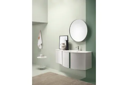 Mobile da Bagno in laccato Bianco opaco con top in Mineralmarmo Round 09 White Obsession di Ardeco