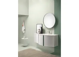 Mobile da Bagno in laccato Bianco opaco con top in Mineralmarmo Round 09 White Obsession di Ardeco