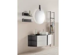 Mobile da Bagno Round 01 Gray Cloud in laccato Bianco e Piombo opaco con elemento terminale in metallo di Ardeco