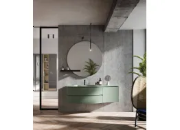 Mobile da Bagno sospeso con base curva laccato opaco Sistema Gola 07 di Puntotre