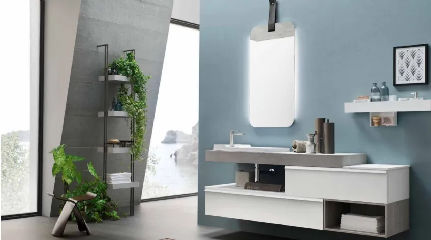 Mobile da Bagno asimmetrico in laccato opaco Start Line 03 di Ardeco