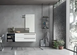 Mobile da Bagno in laccato Bianco opaco con top in ecomalta e vano a giorno in metallo Start Gate 01 di Ardeco