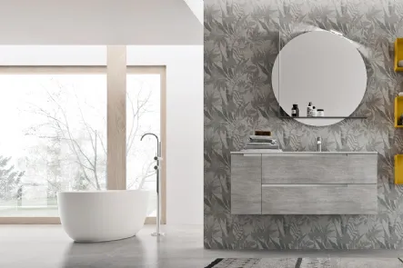 Mobile da Bagno sospeso in melaminico Trama Grigio Start Block 01 di Ardeco