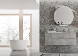 Mobile da Bagno sospeso in melaminico Trama Grigio Start Block 01 di Ardeco