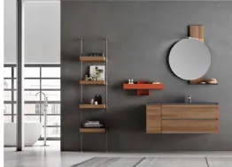 Mobile da Bagno sospeso Start Block 03 in melaminico Nodato Miele di Ardeco