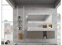 Mobile da Bagno sospeso in laccato Fango opaco con struttura del lavabo in metallo Start Line 05 di Ardeco