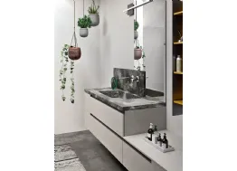 Mobile da Bagno in laccato opaco con top e lavabo in HPL effetto marmo Start Line 06 di Ardeco