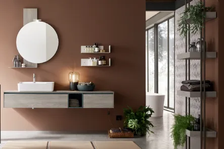 Mobile da Bagno sospeso in melaminico Sablè Grey Start Play 01 di Ardeco