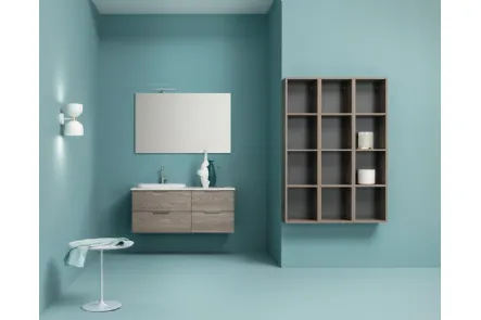 Mobile da Bagno sospeso in melaminico con piano e lavabo in ceramica UPDATE UP 006 di Compab