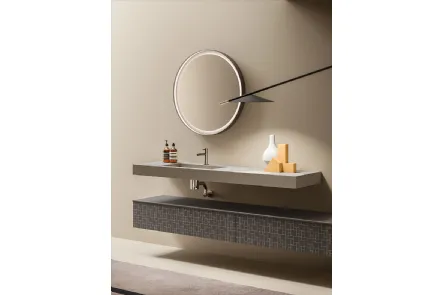 Mobile da Bagno in laccato piombo opaco con serigrafia Vintage 10 Warm Sensation di Ardeco