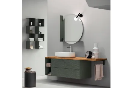 Mobile da Bagno in laccato opaco serigrafato e top in legno Vintage 12 Soul of the Forest di Ardeco