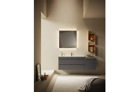 Mobile da Bagno sospeso Yang 03 in laccato Piombo opaco di Ardeco