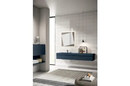 Mobile da Bagno sospeso Yoko 08 in laccato Blu Notte opaco di Ardeco