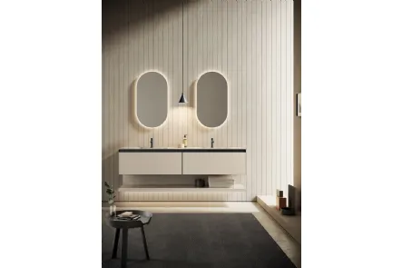 Mobile da Bagno sospeso Yoko 10 in laccato Conchiglia opaco di Ardeco