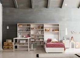 Cameretta con libreria a muro e letto contenitore Composizione OL01 di ZG Mobili