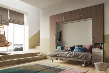 Cameretta finitura Noce e Natural Wood a ponte Salvaspazio 92 di San Martino Mobili