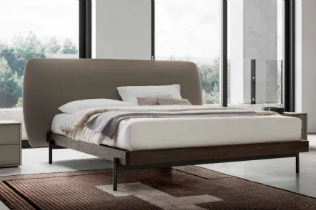 Letto con testiera in tessuto imbottito Bali di SantaLucia