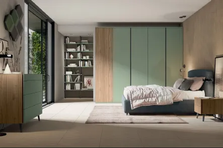 Letto con testiera in tessuto imbottito Golf Narciso di Colombini Casa