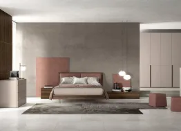 Letto in legno con testiera rivestita con pannelli in tessuto imbottito Vitalyty Lancia Soft di Colombini Casa