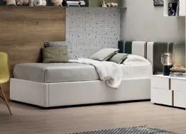 Letto in tessuto con box contenitore e testiera Diagonal di Tomasella