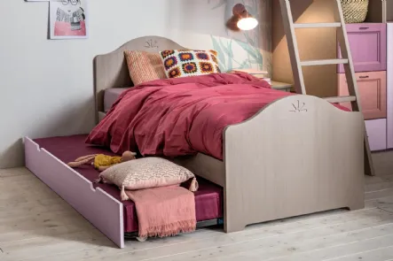 Letto singolo in legno massello con secondo letto estraibile Edonè di Callesella