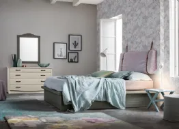 Letto con contenitore e testiera a cuscino con cinghie di cuoio Everyday Helios di Callesella